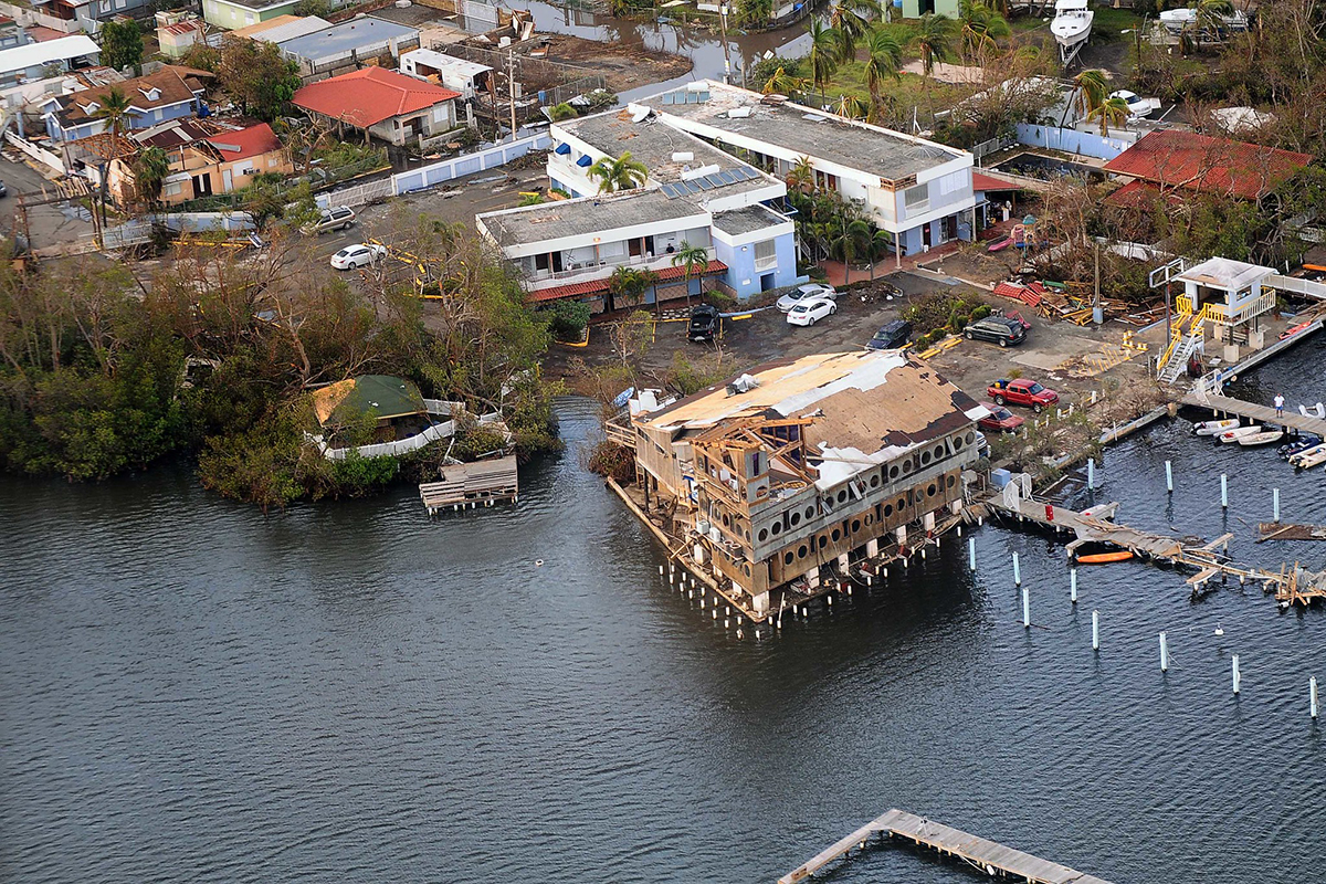 Aerial view of flood zone in Puerto Rico