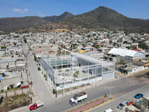 Image of a building with recreational area inside.