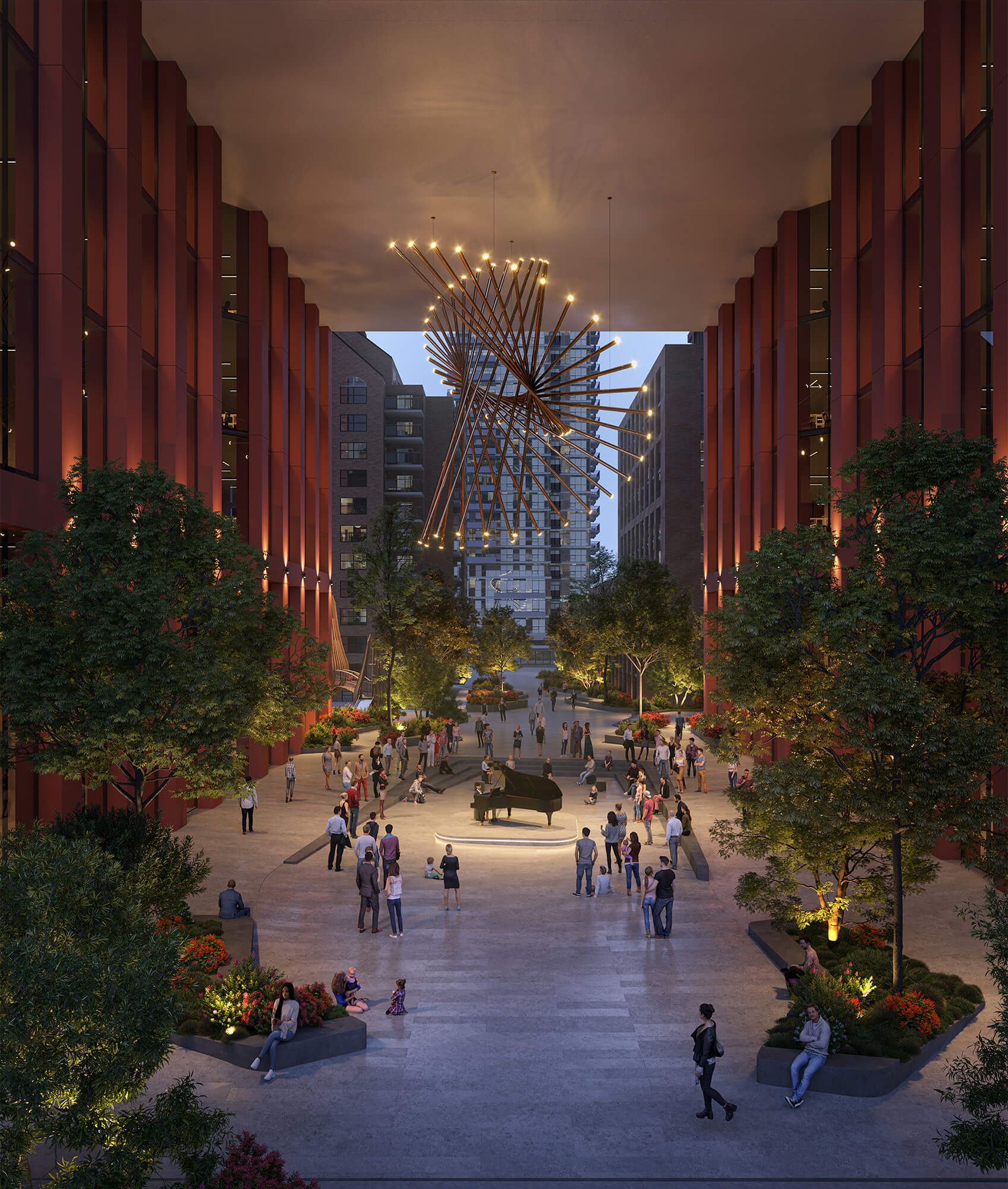 courtyard and public space between the buildings