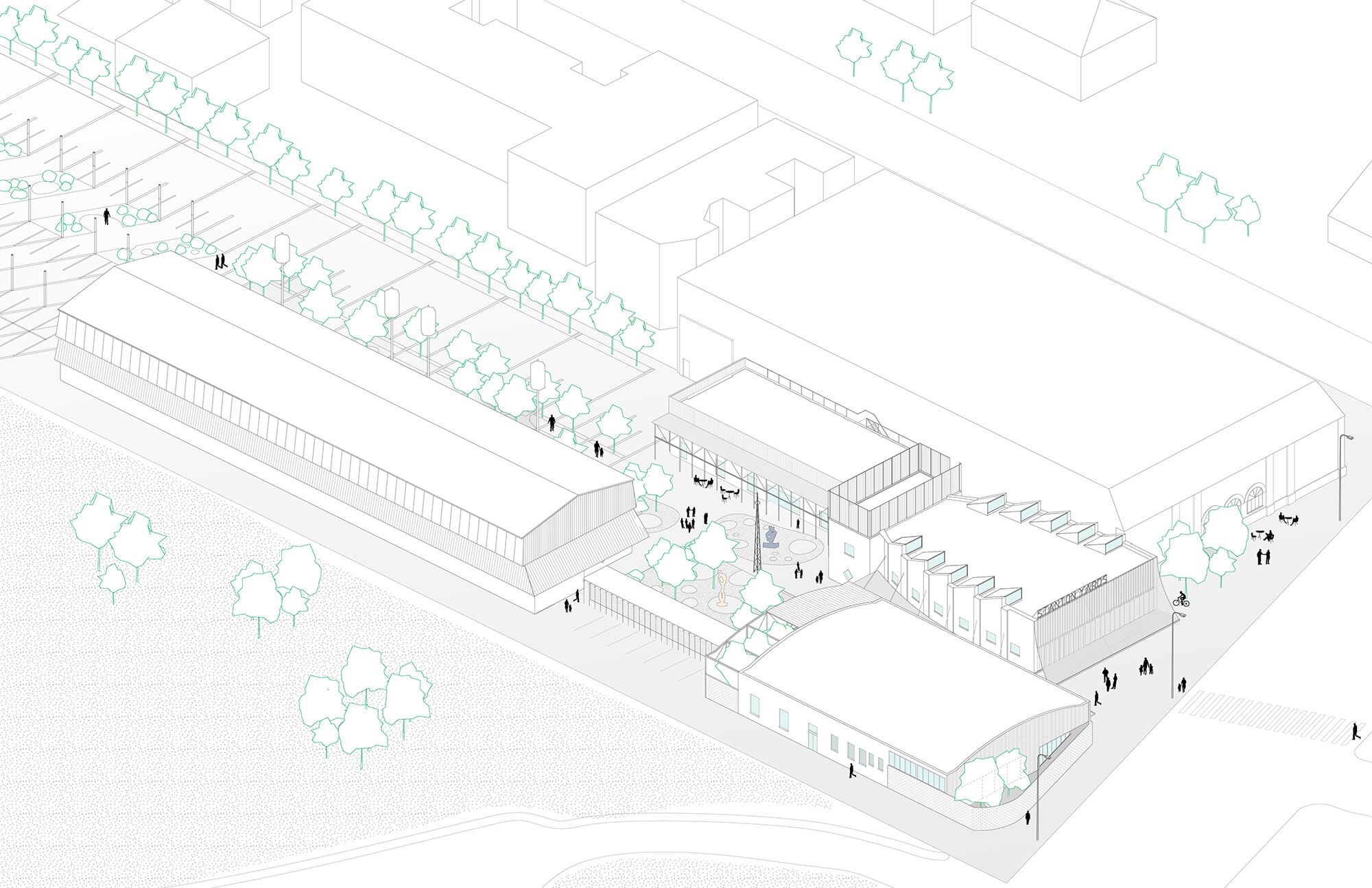 axon drawing of Stanton Yards